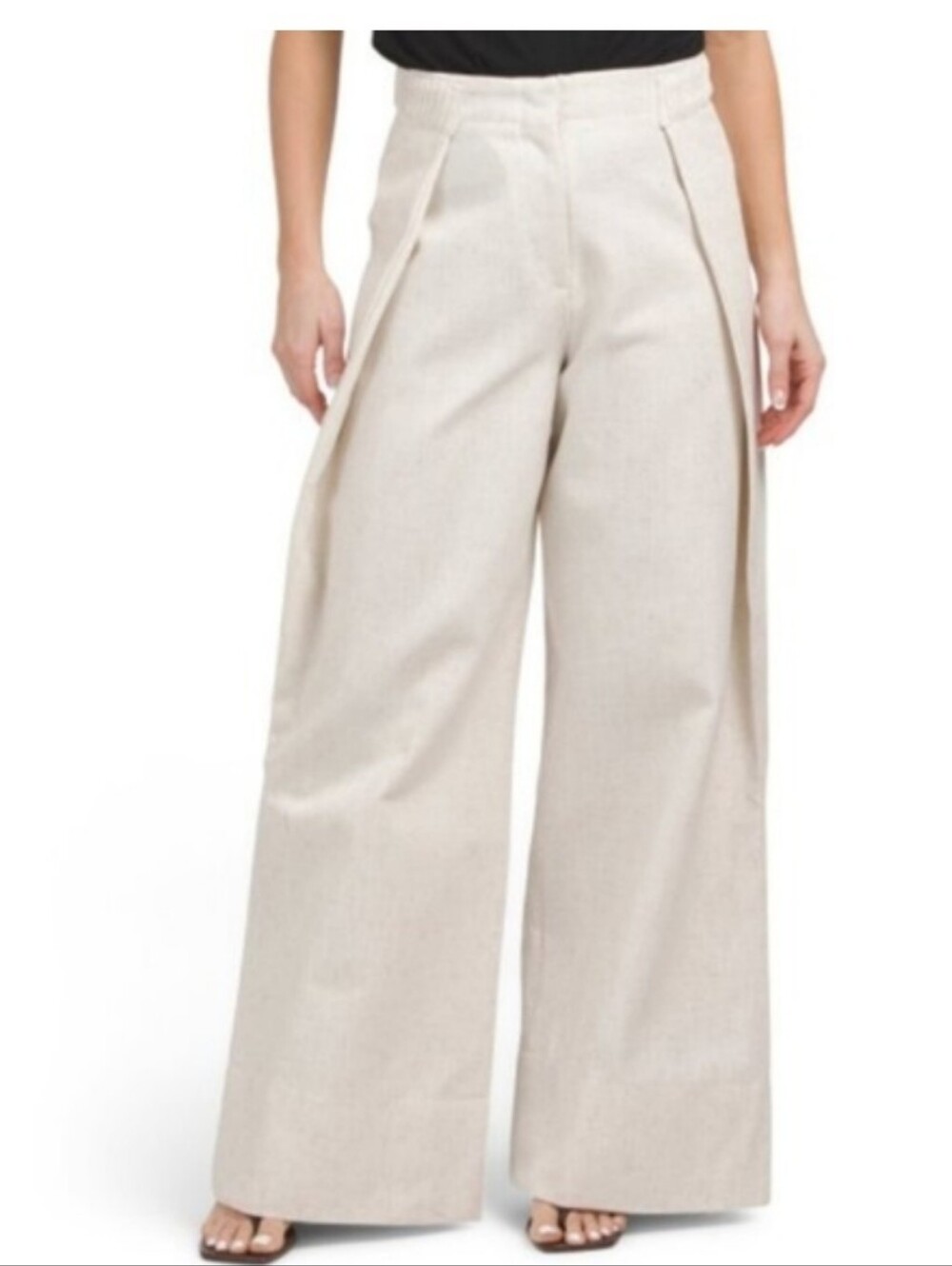Torn Ronny Kobo Amy Linen Blend Wide Leg Trouser Pants Womens MEDIUM Ivory